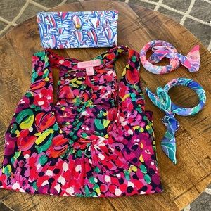 lily Pulitzer top bangle ribbon bracelets brand new eyeglass sunglass case.